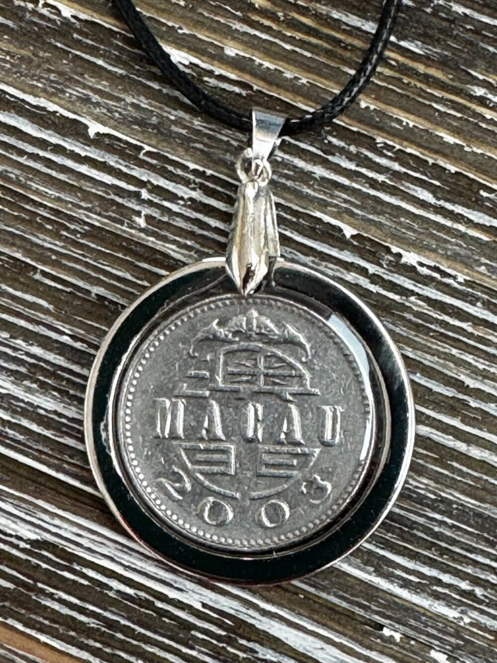 Handcrafted Vintage Macau Coin Pendant